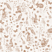 Rustic Woodland Rabbit Meadow Wallpaper⁠