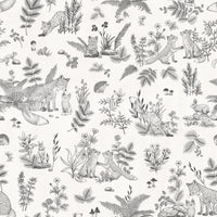 Rustic Forest Friends Botanical Sketch Wallpaper⁠
