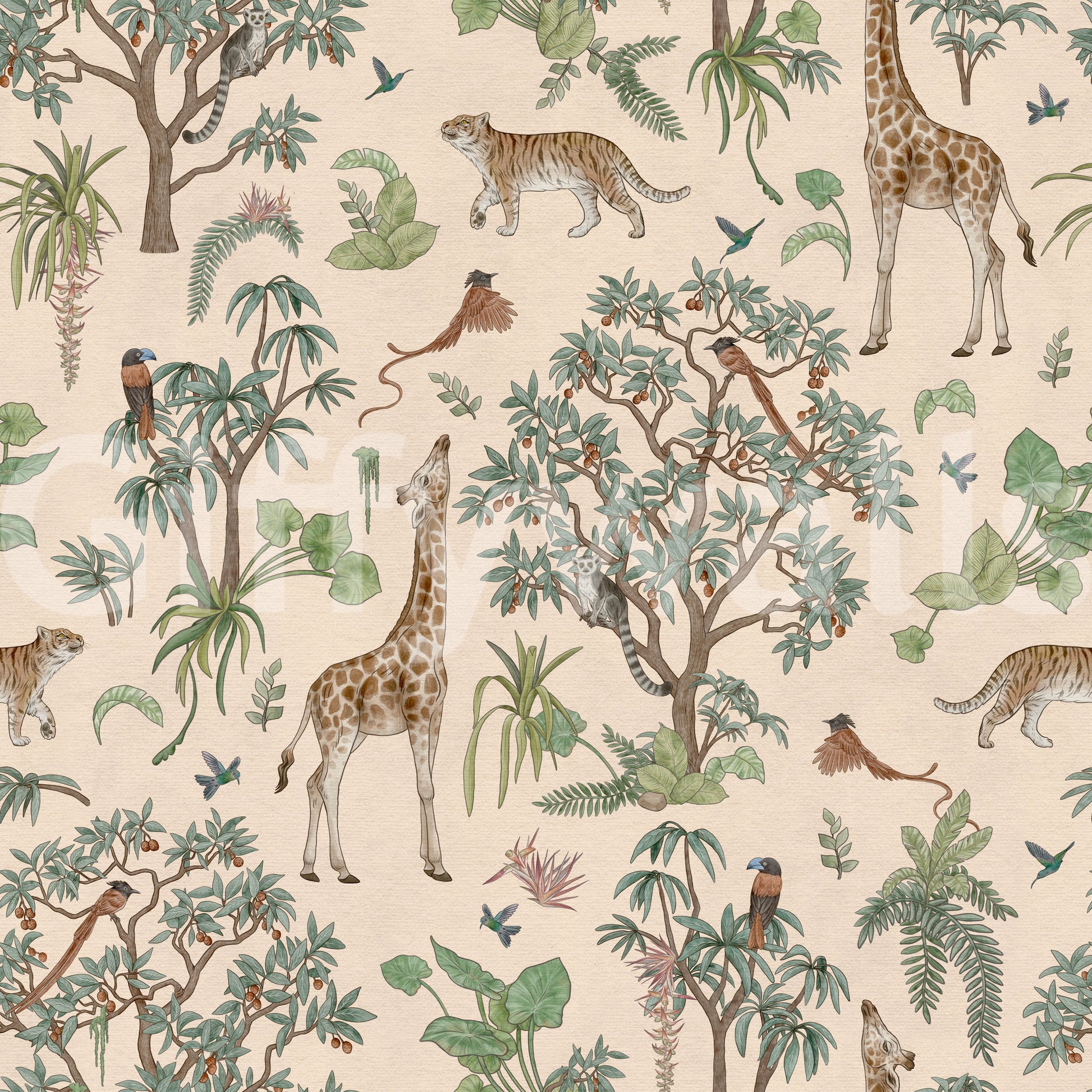 Safari Wildlife Jungle Sketch Wallpaper⁠
