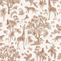 Monochromatic Wildlife Jungle Toile Wallpaper⁠