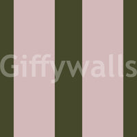 Olive Green and Dusty Rose Vertical Stripe Wallpaper⁠