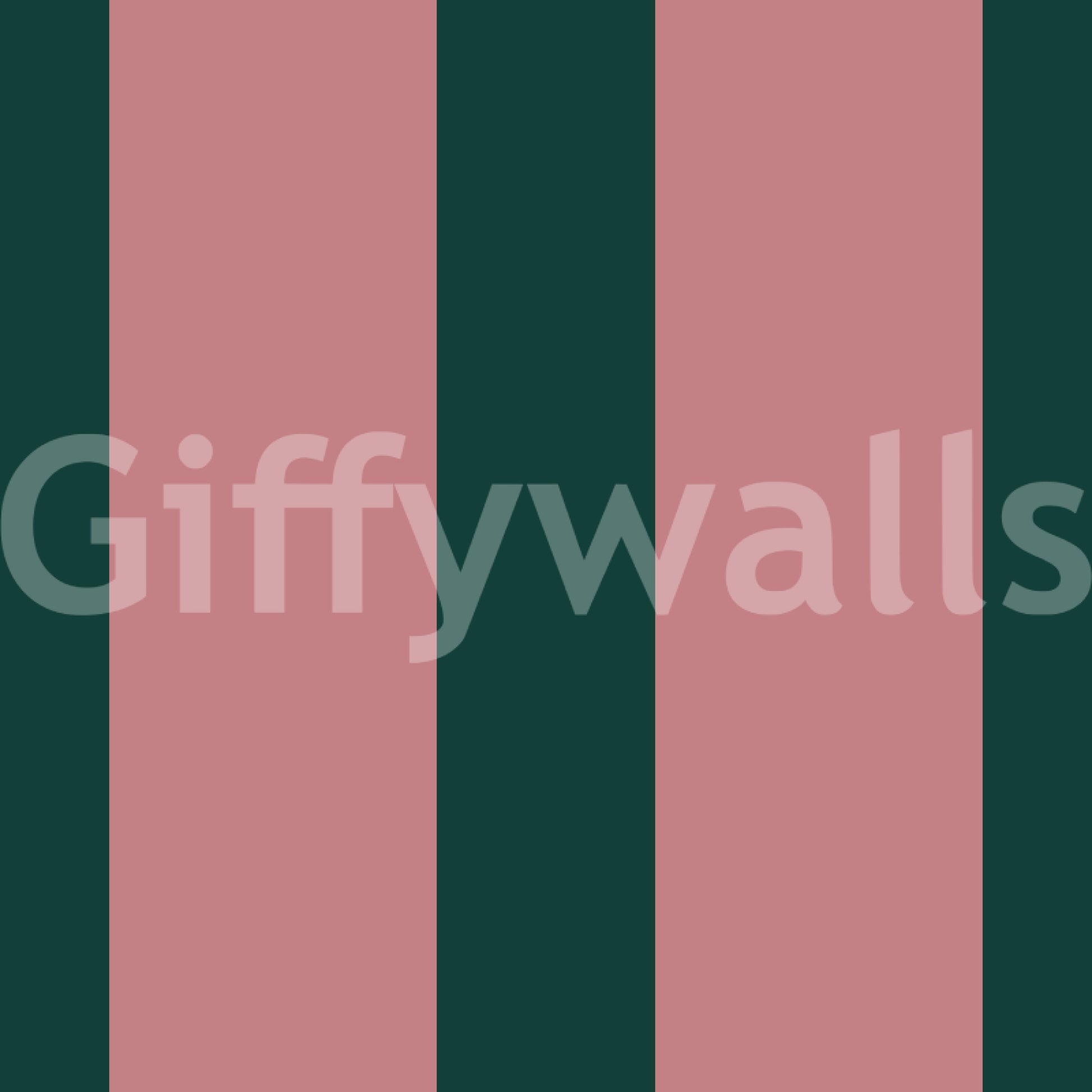 Deep Forest and Dusky Pink Vertical Stripes Wallpaper⁠