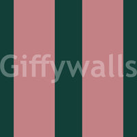 Deep Forest and Dusky Pink Vertical Stripes Wallpaper⁠