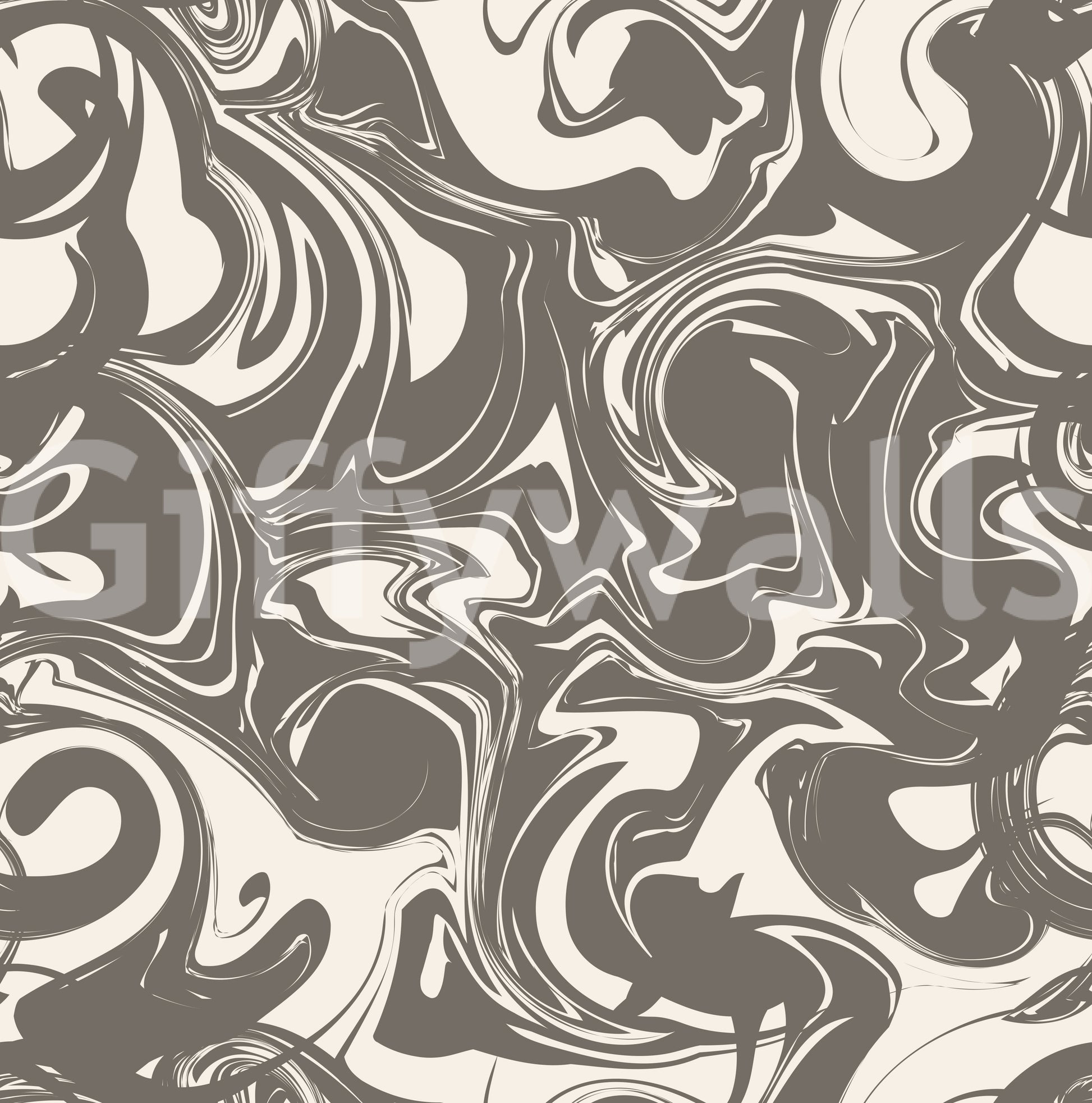 Monochrome Liquid Marble Swirl Wallpaper⁠