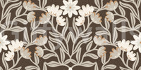 Cream and Mocha Botanical Trellis Wallpaper⁠