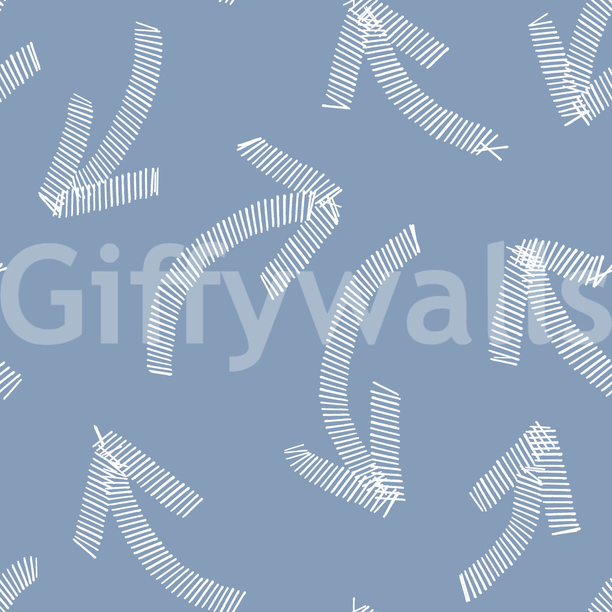 Minimalist scribble arrows on muted blue wallpaper roll sample GD12470