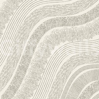 Minimalist beige flowing-line abstract wallpaper mural swatch on off-white GD12473