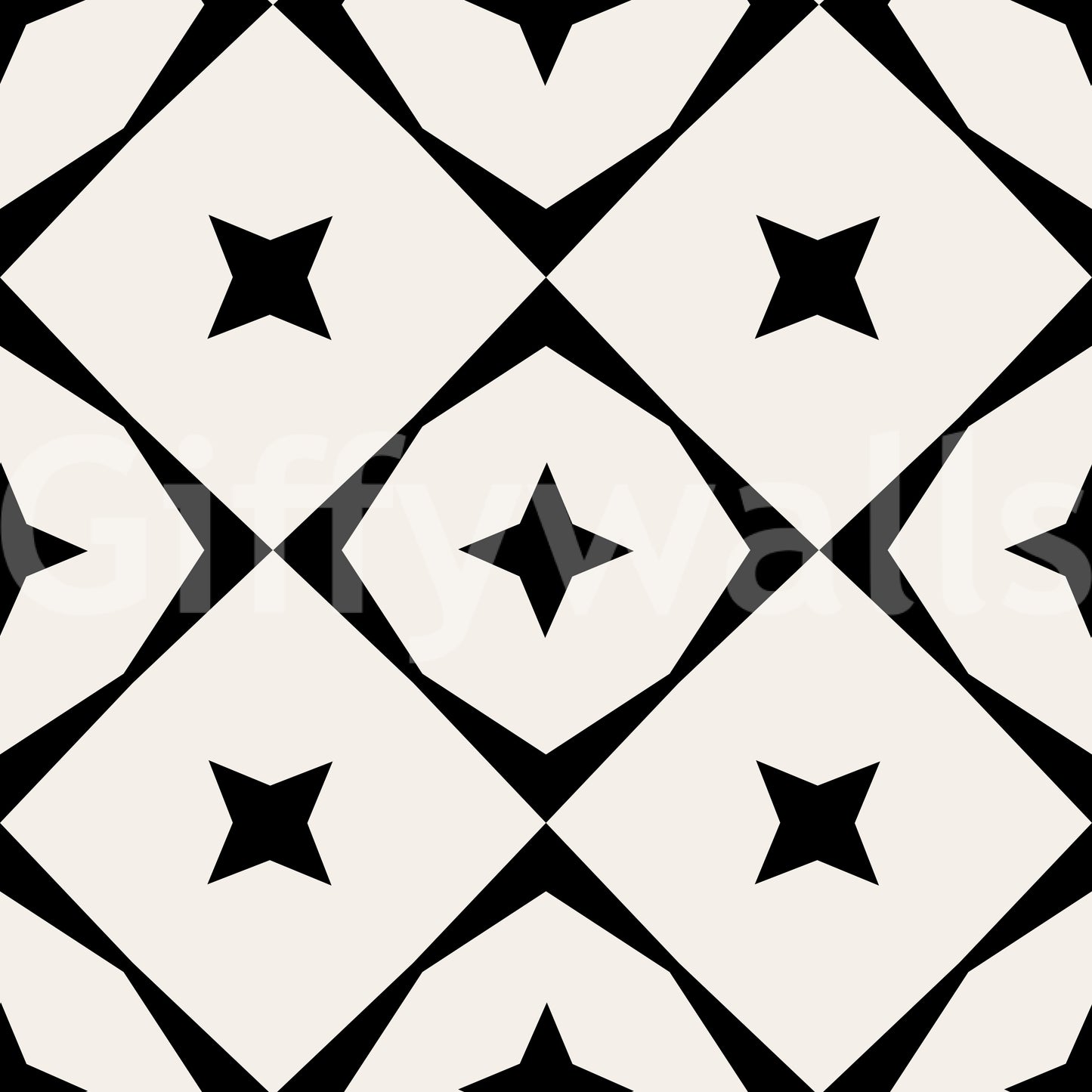 Monochrome Geometric Star Grid Wallpaper⁠
