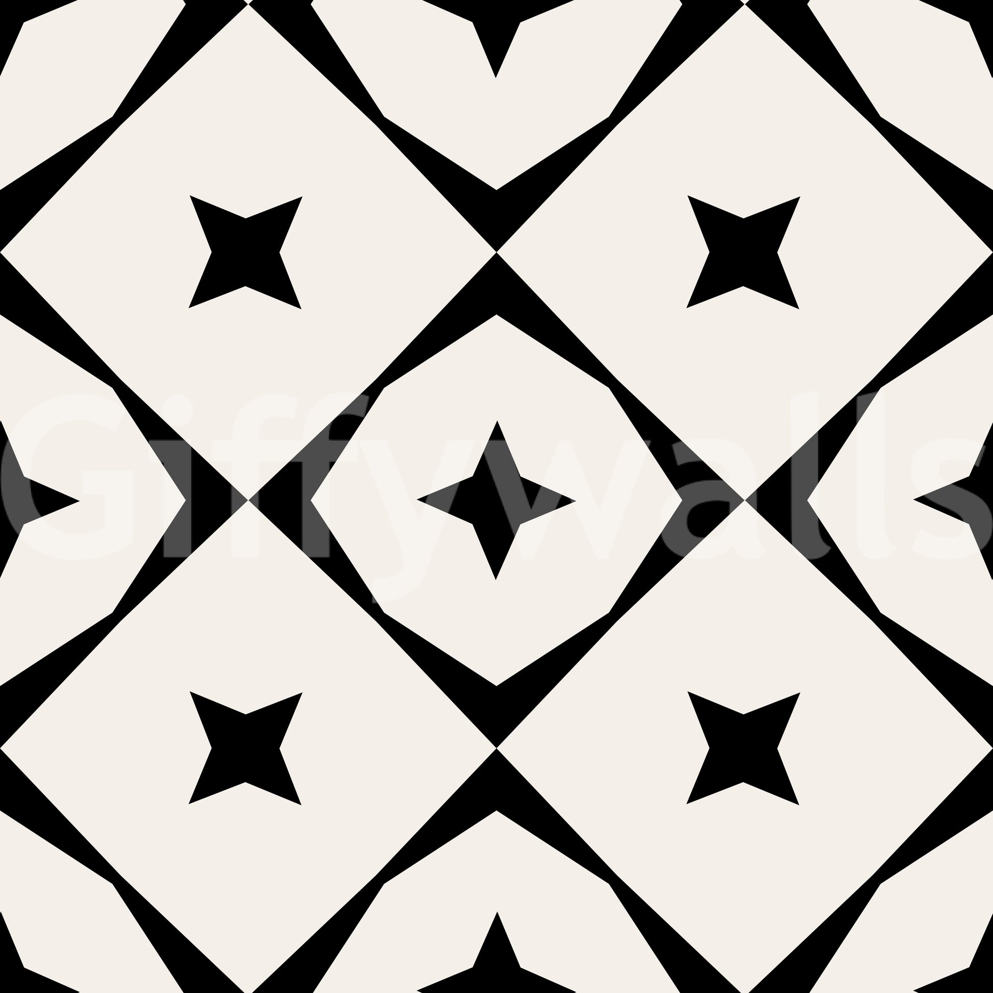 Monochrome Geometric Star Grid Wallpaper⁠