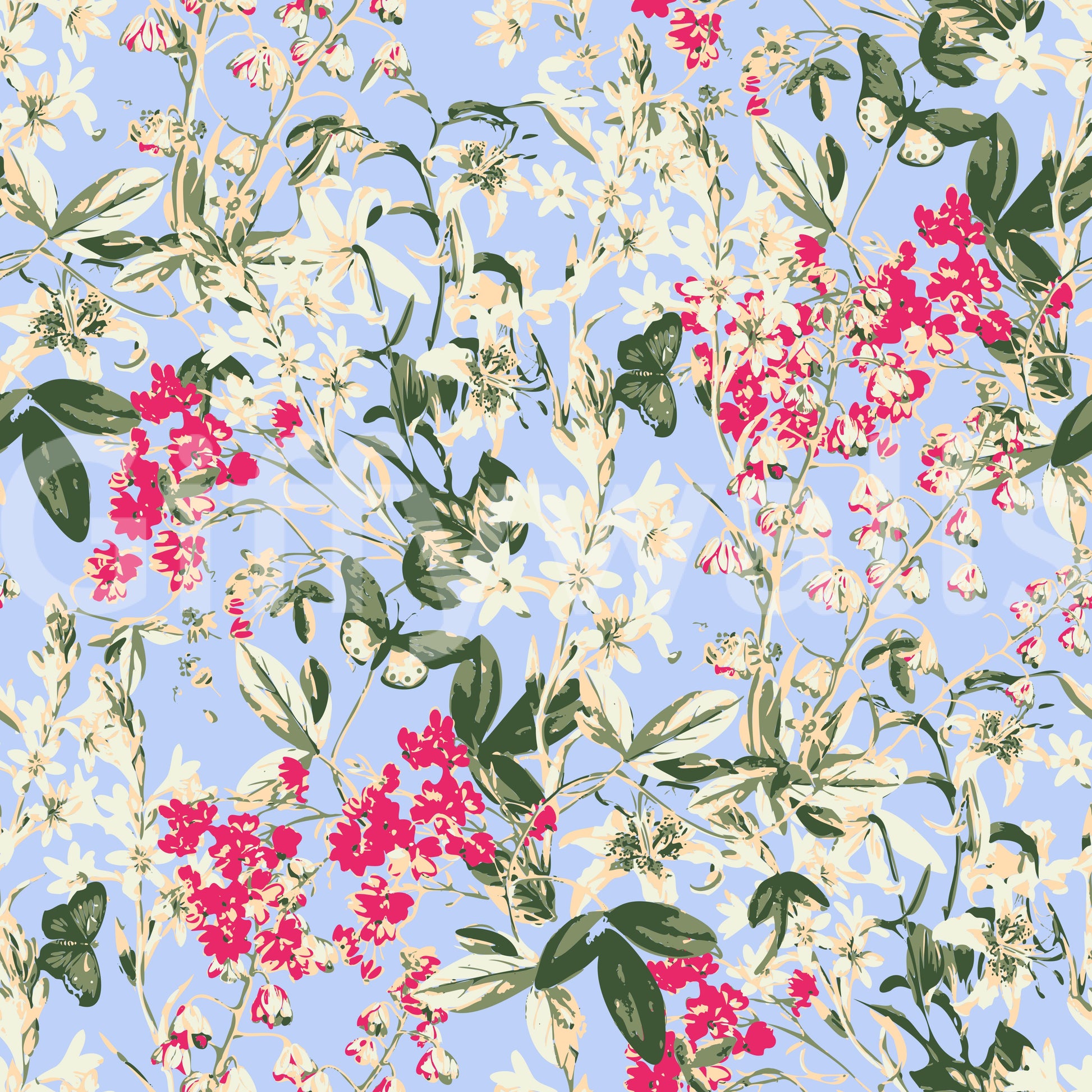 Vibrant Garden Meadow Floral Wallpaper⁠