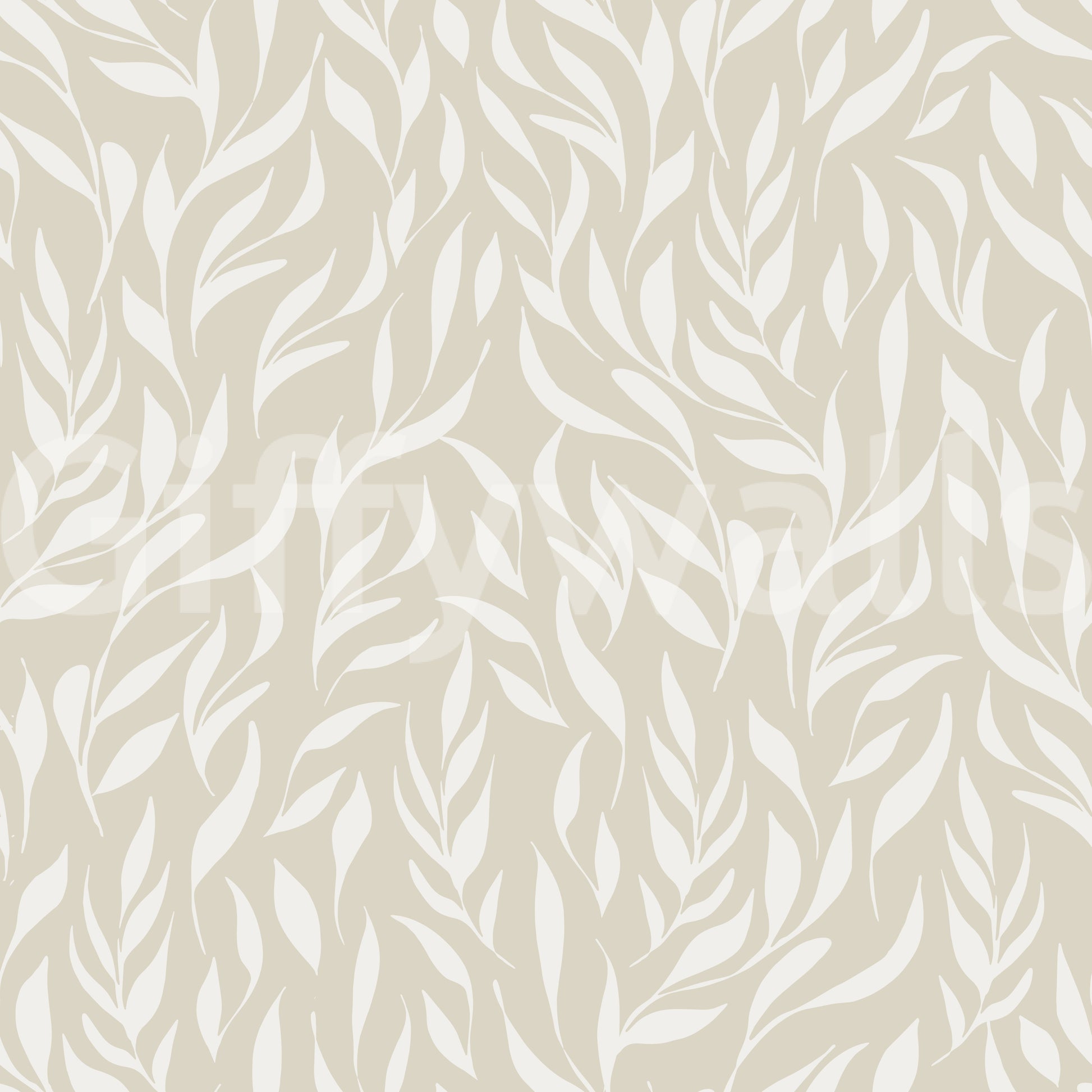 Serene Cream Botanical Leaves Wallpaper⁠