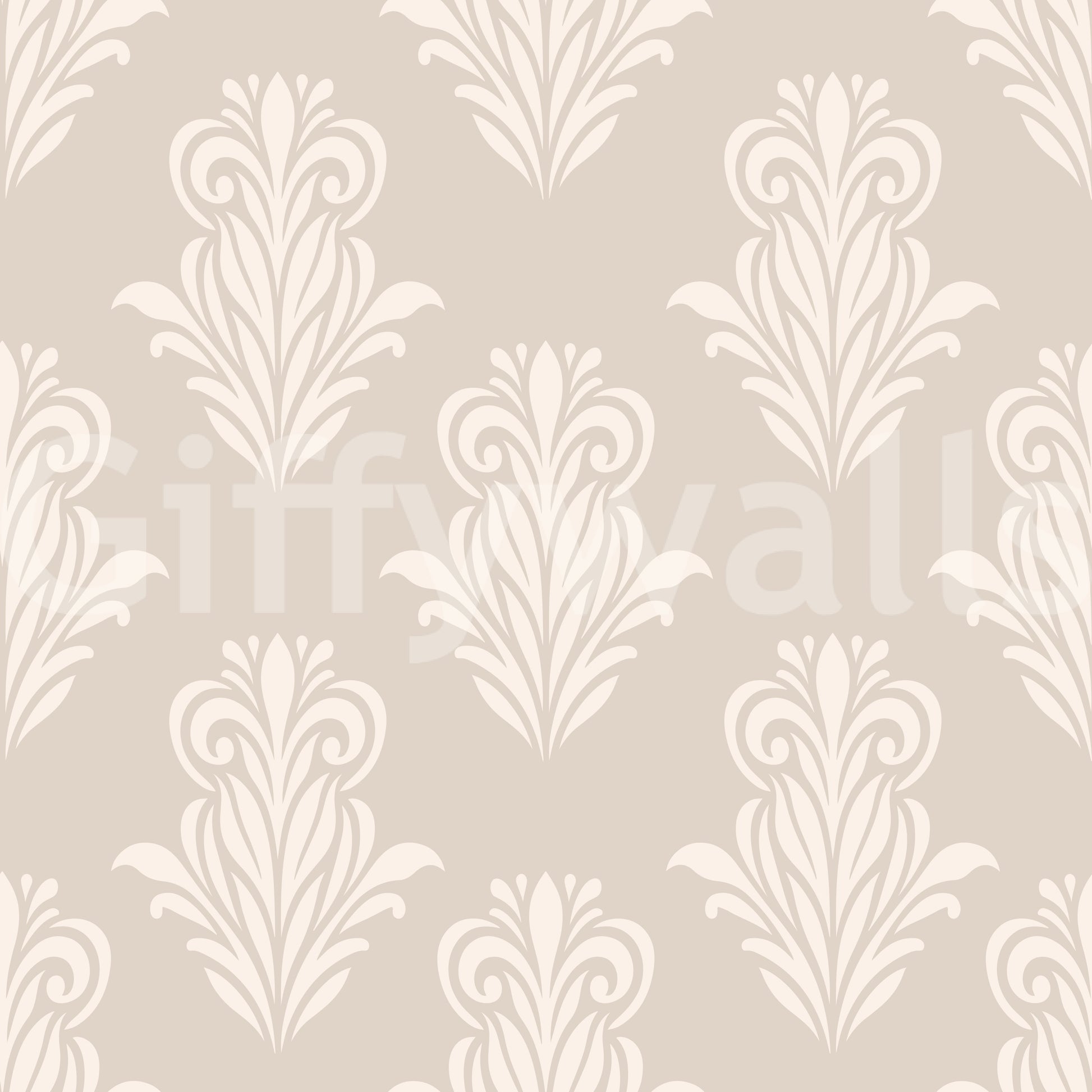 Creamy Damask Scroll Pattern Wallpaper⁠