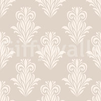 Creamy Damask Scroll Pattern Wallpaper⁠