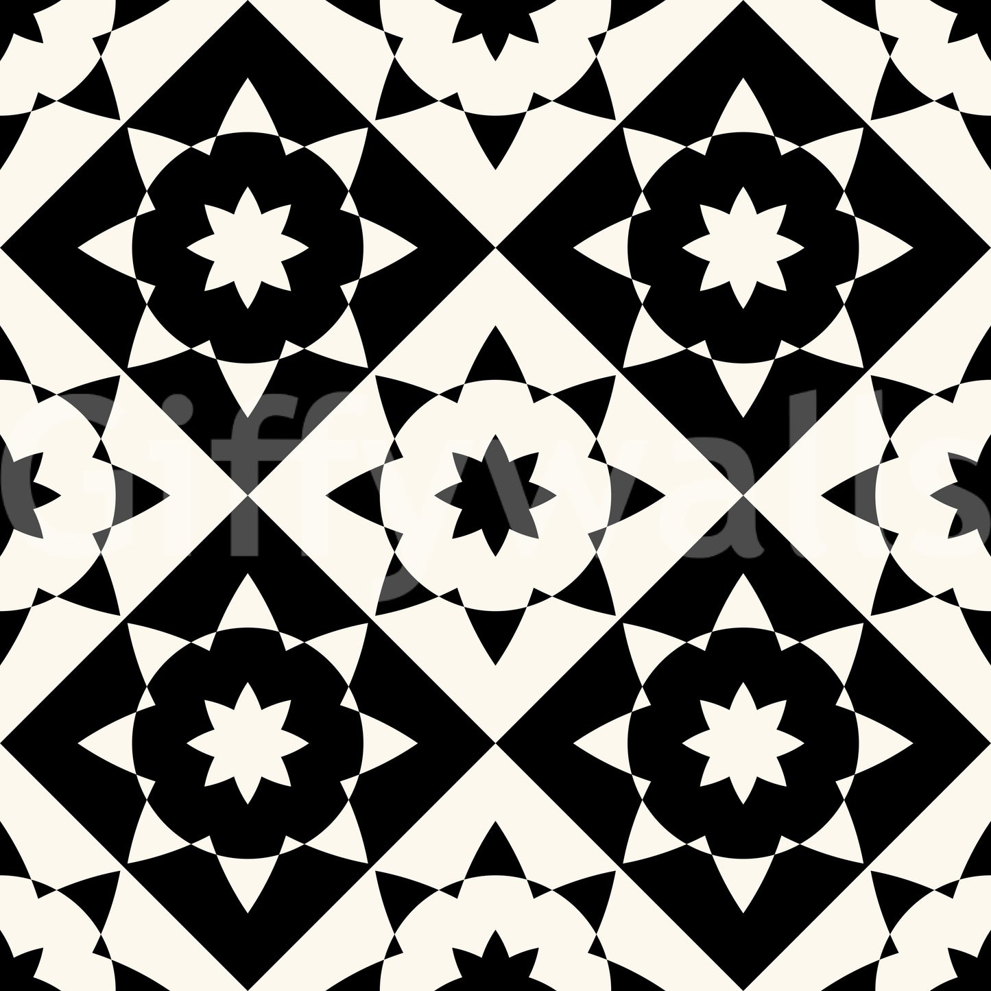 Graphic Starburst Geometric Motif Wallpaper⁠