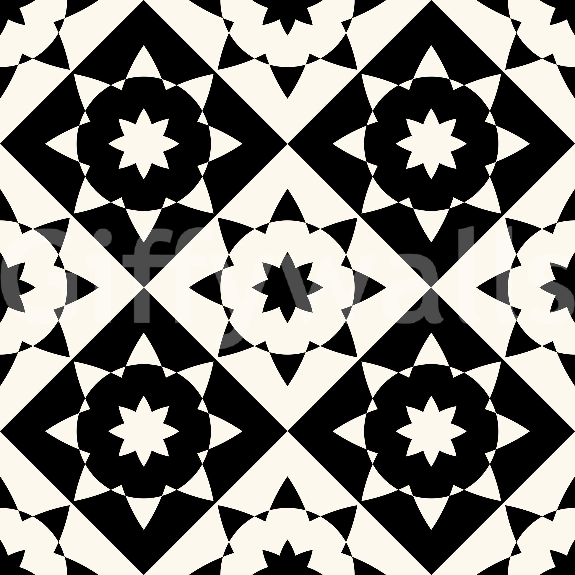 Graphic Starburst Geometric Motif Wallpaper⁠