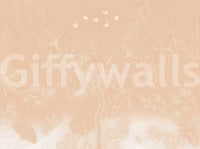 Serene Peach Botanical Line Art Wall Mural