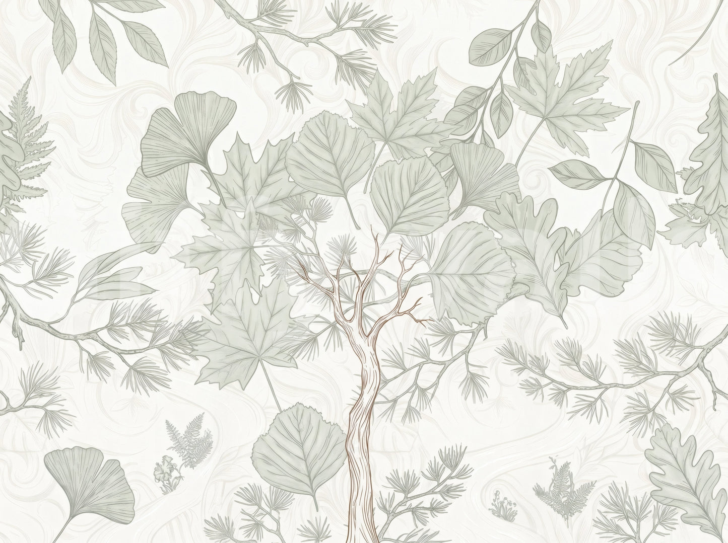 Serene Woodland Sketch Wall Mural