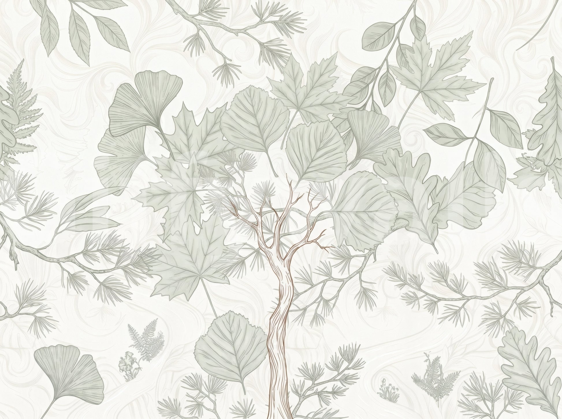 Serene Woodland Sketch Wall Mural