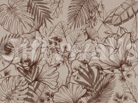Monochromatic Botanical Line Art Wall Mural