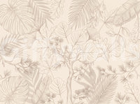 Cream Botanical Leaf Sketch Wall Mural