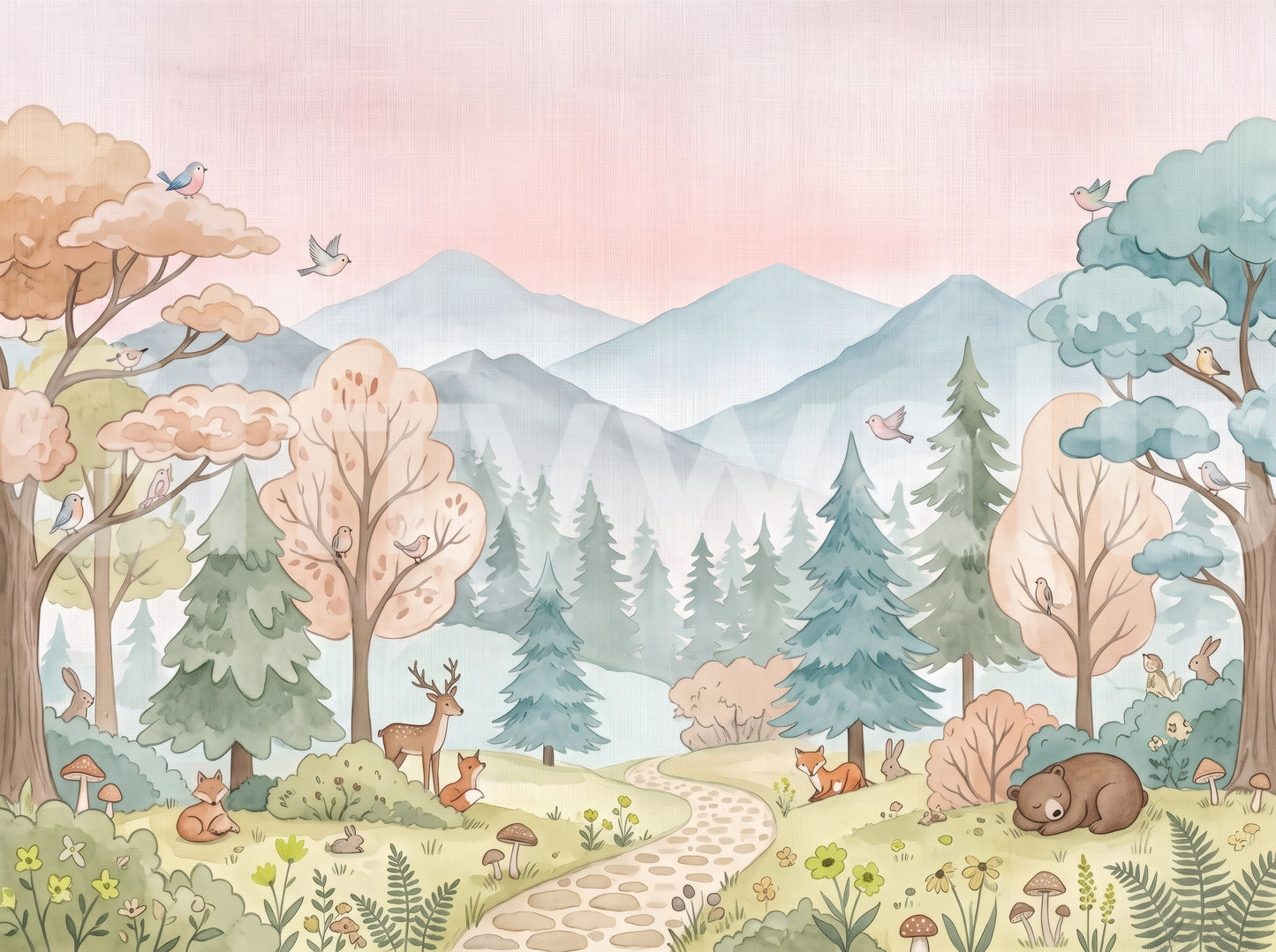 Whimsical Woodland Forest Path Wall Mural
