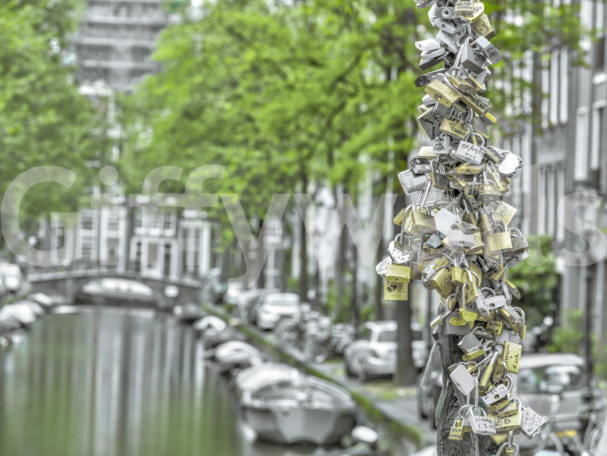 Romantic Bridge Padlocks Wall Mural
