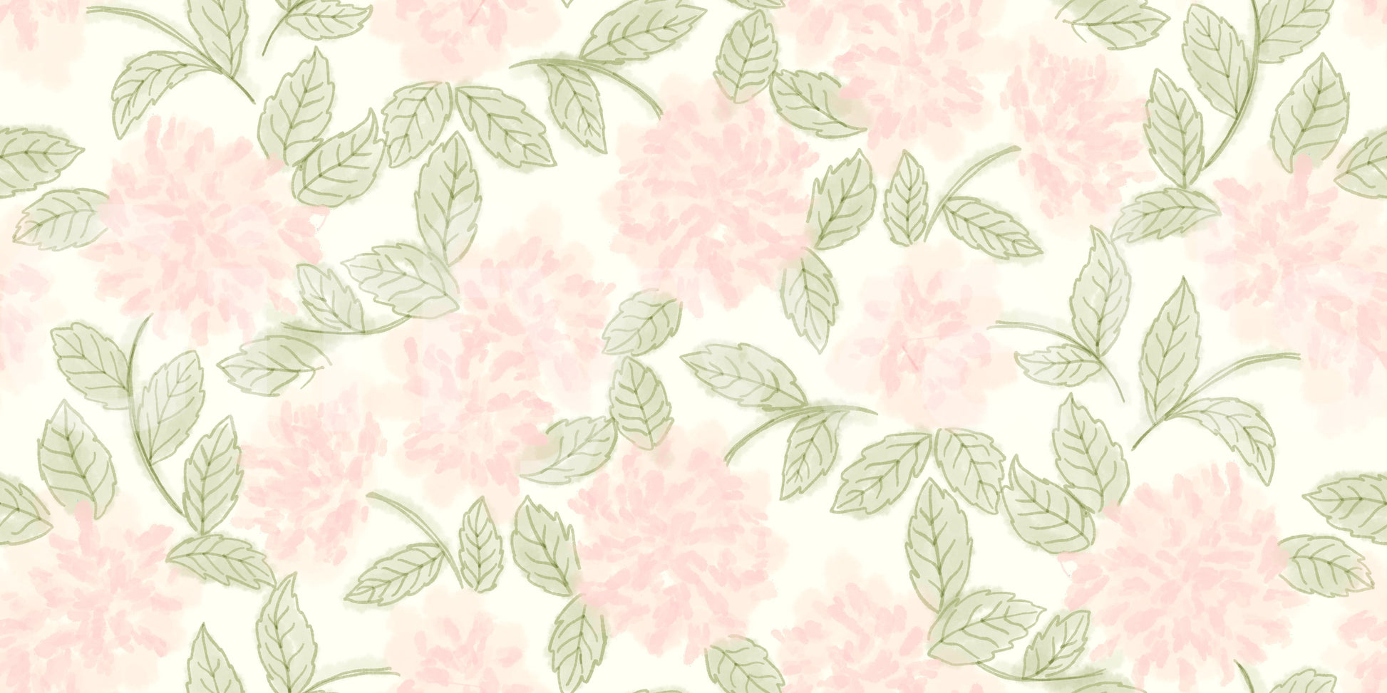 Blush Bloom Botanical Sketch Wallpaper⁠