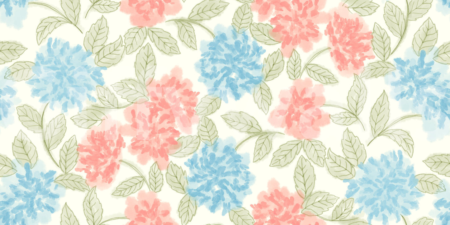Blooming Painterly Botanical Garden Wallpaper⁠