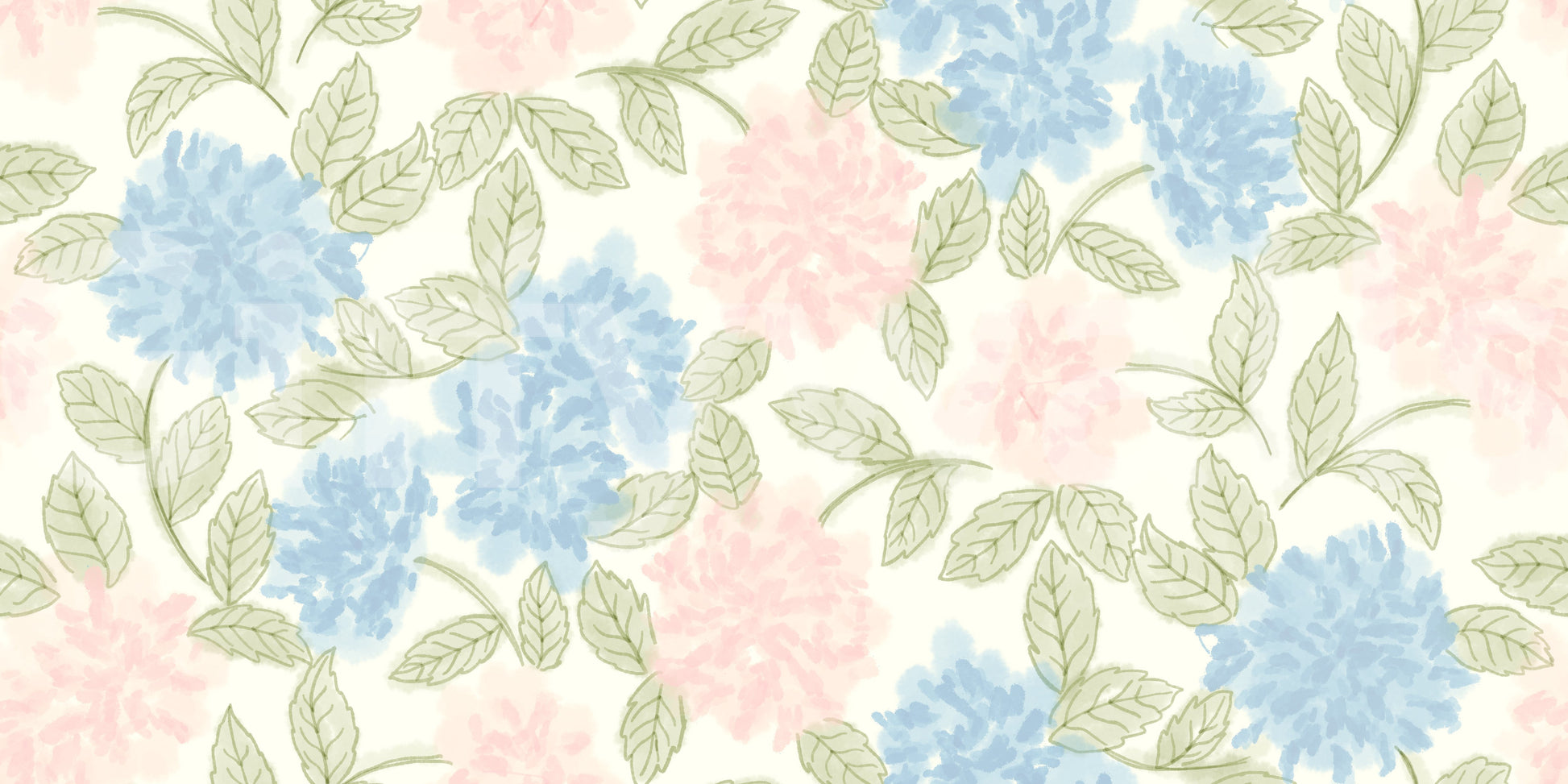 Soft Watercolor Hydrangea Bloom Wallpaper⁠