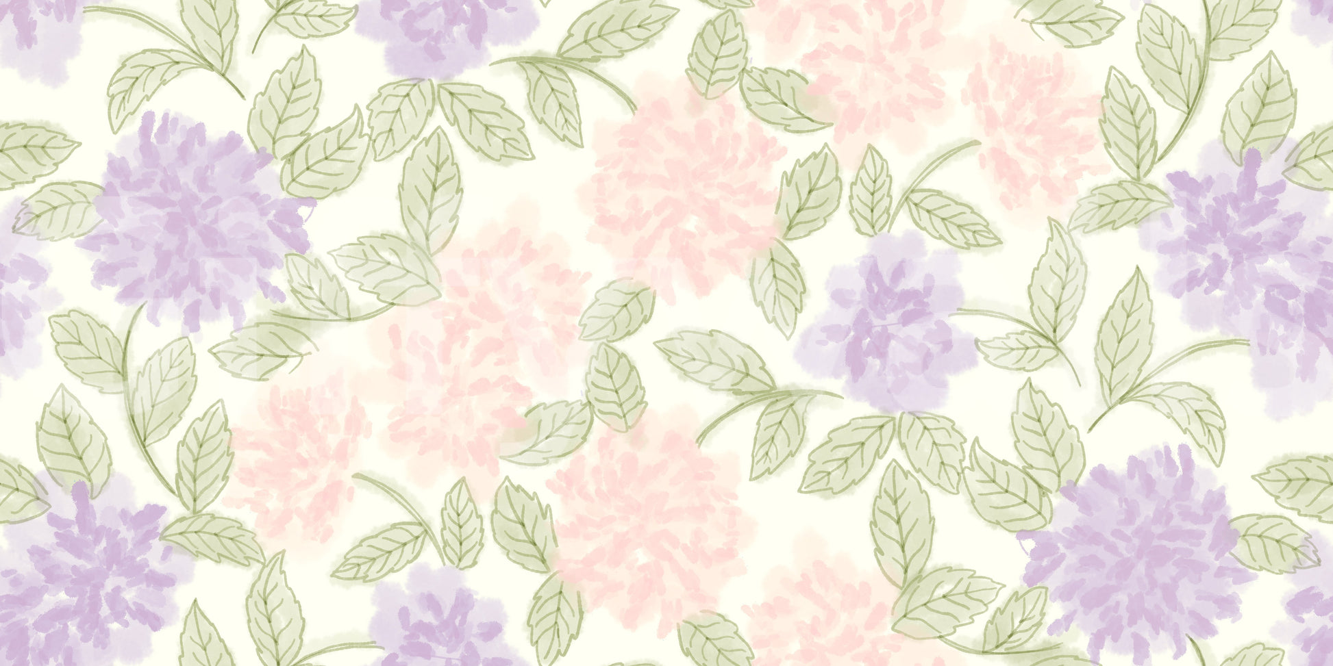 Soft Watercolor Hydrangea Garden Wallpaper⁠