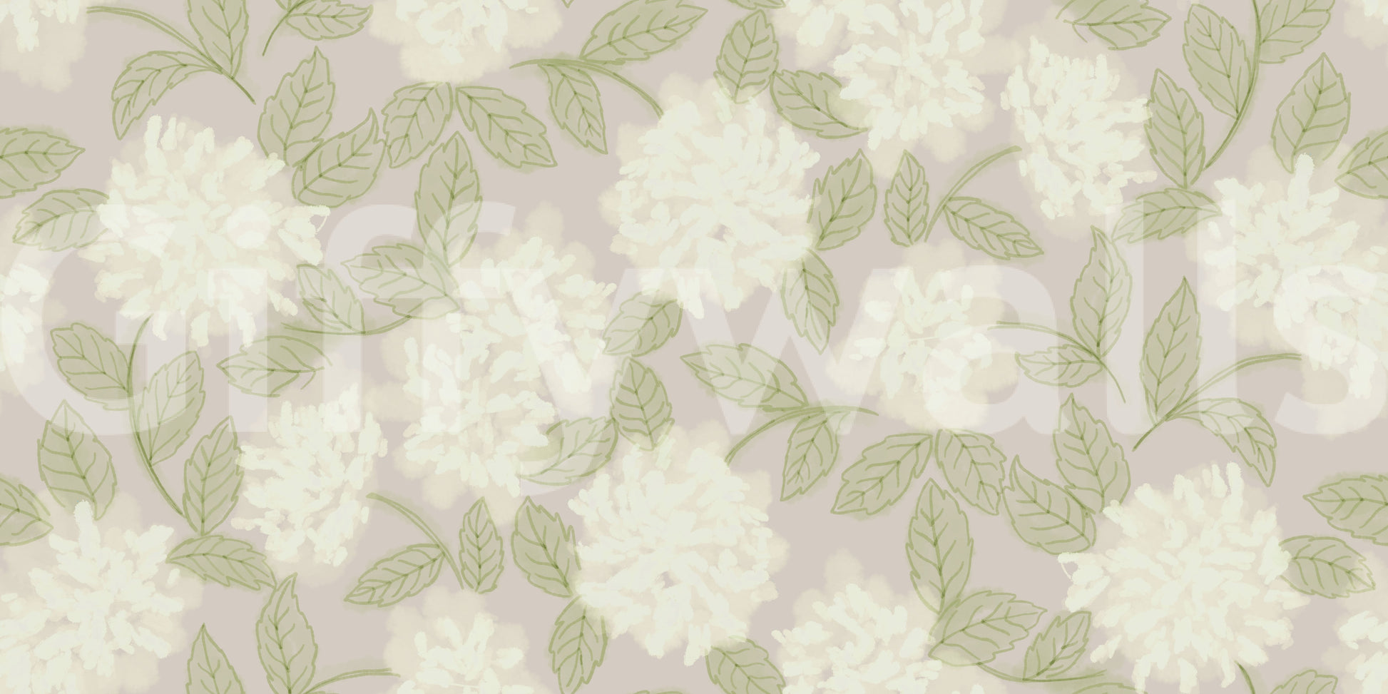Minimalist Garden Leaf Motif Wallpaper⁠