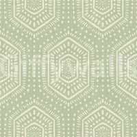 Boho Painted - Abstract Mudcloth Hexagons Tribal Geometric Pattern Chopped Dill Wallpaper⁠