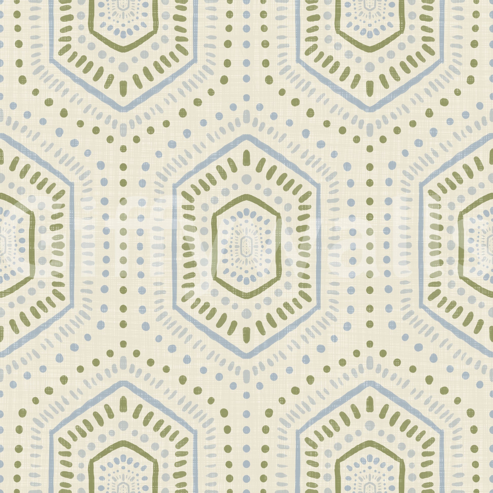 Boho Painted - Abstract Mudcloth Hexagons Tribal Geometric Pattern French Wallpaper⁠