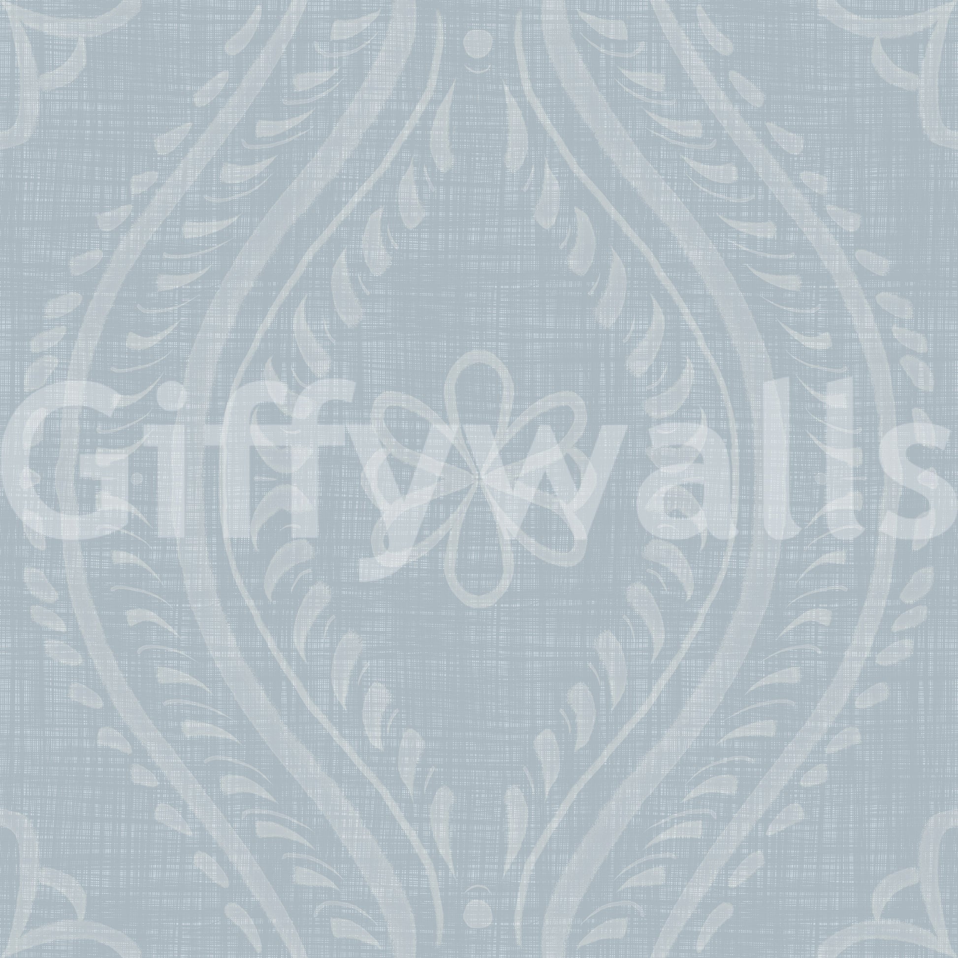 Faded Ogee Damask - French Blue Wallpaper⁠