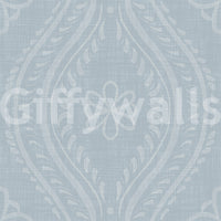 Faded Ogee Damask - French Blue Wallpaper⁠