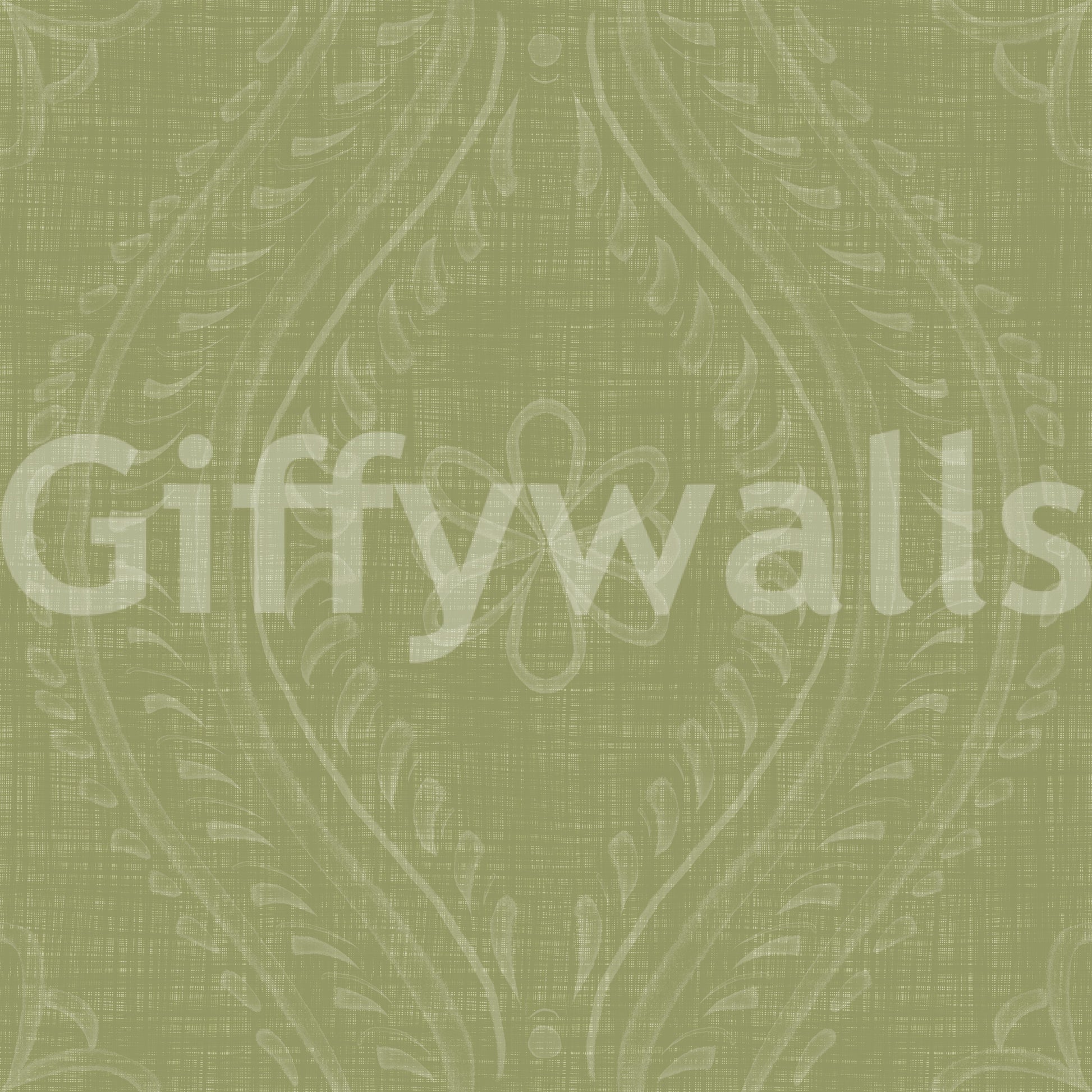 Faded Ogee Damask - Meadow Green Wallpaper⁠