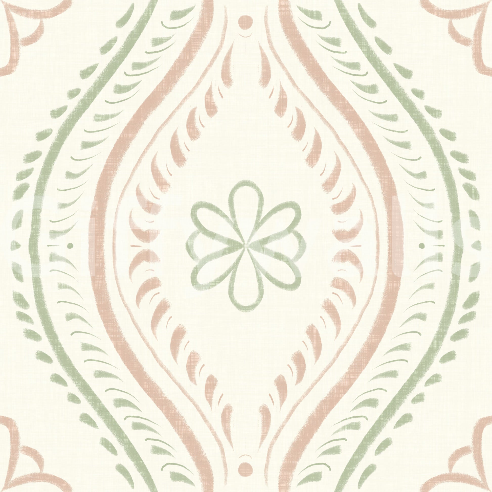 Faded Ogee Damask - Classic Grandmillennial Wallpaper⁠
