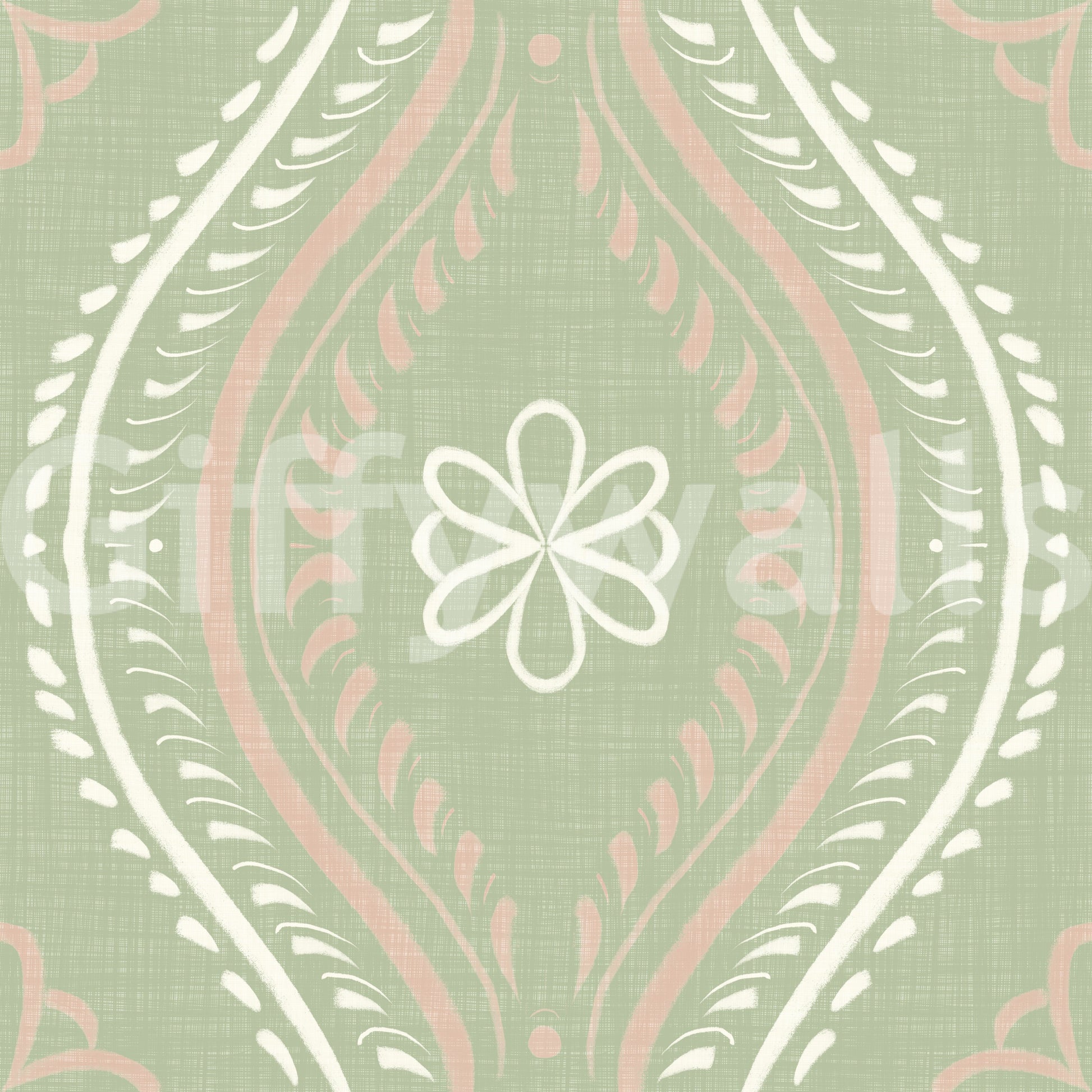 Faded Ogee Damask - Timeless Grandmillennial Wallpaper⁠