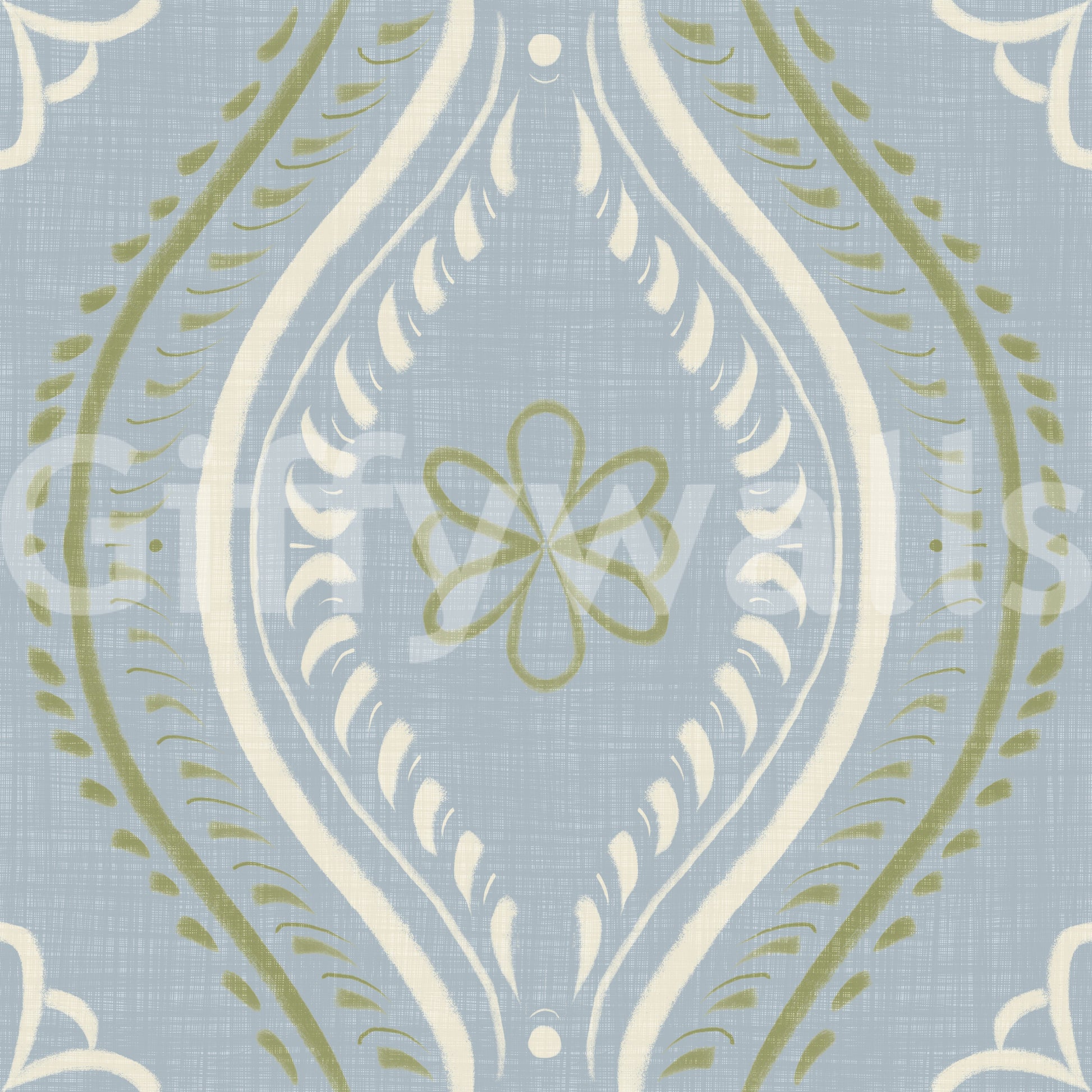 Faded Ogee Damask - Classic French Country Wallpaper⁠