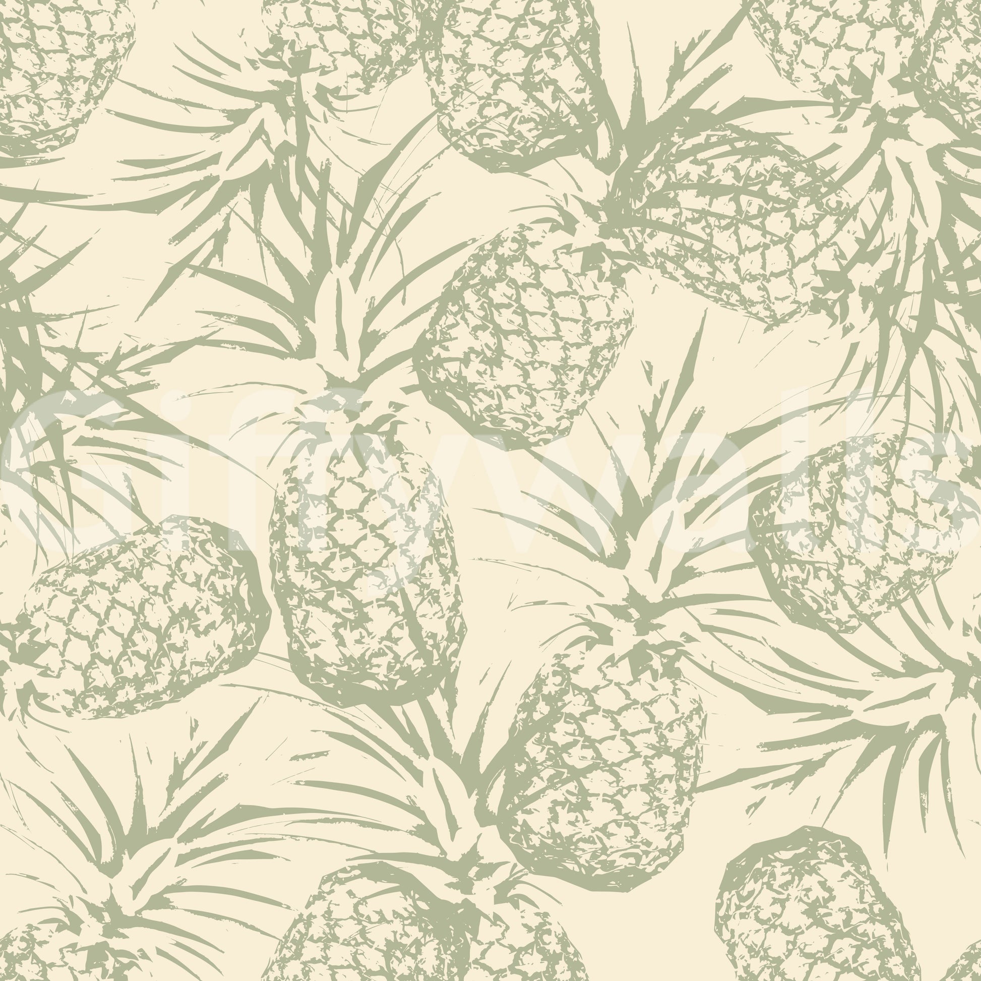 Rustic Pineapple Botanical Print Wallpaper⁠