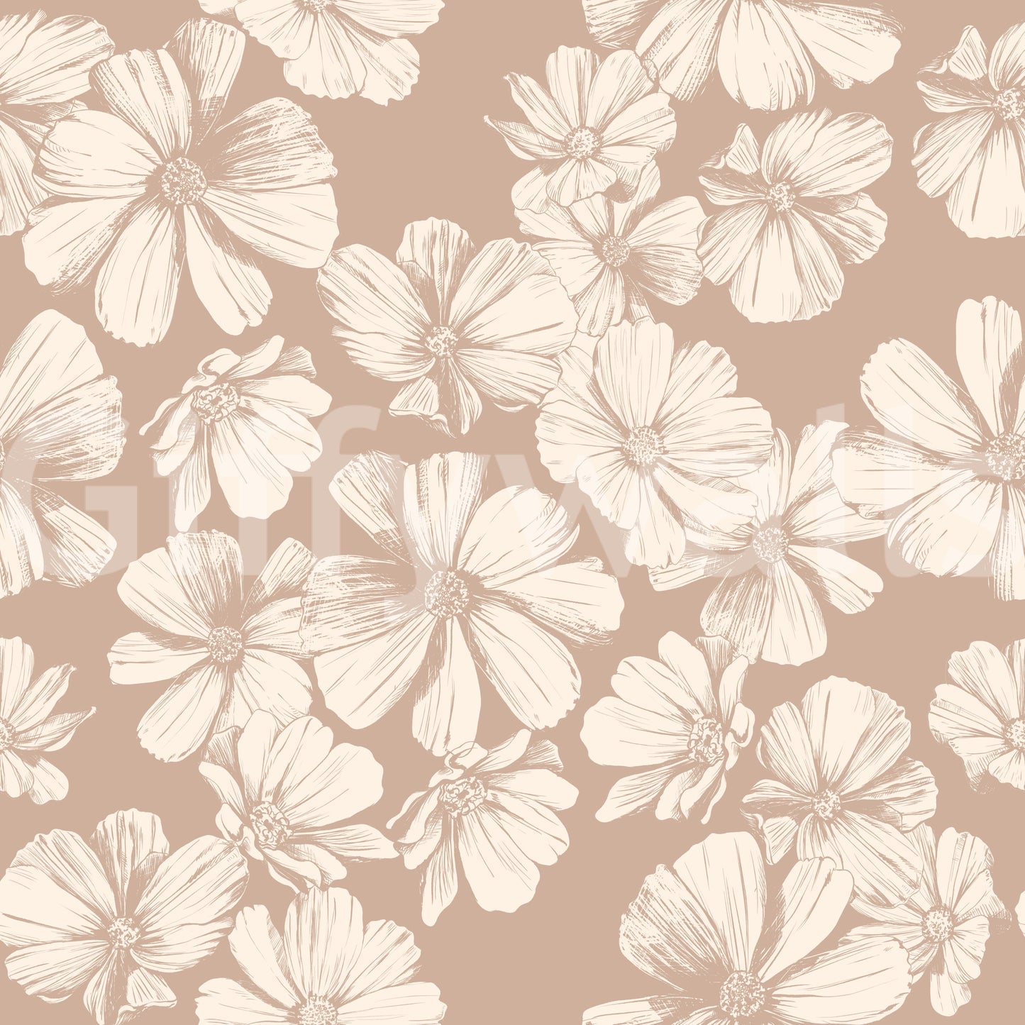 Creamy Botanical Sketches Wallpaper⁠