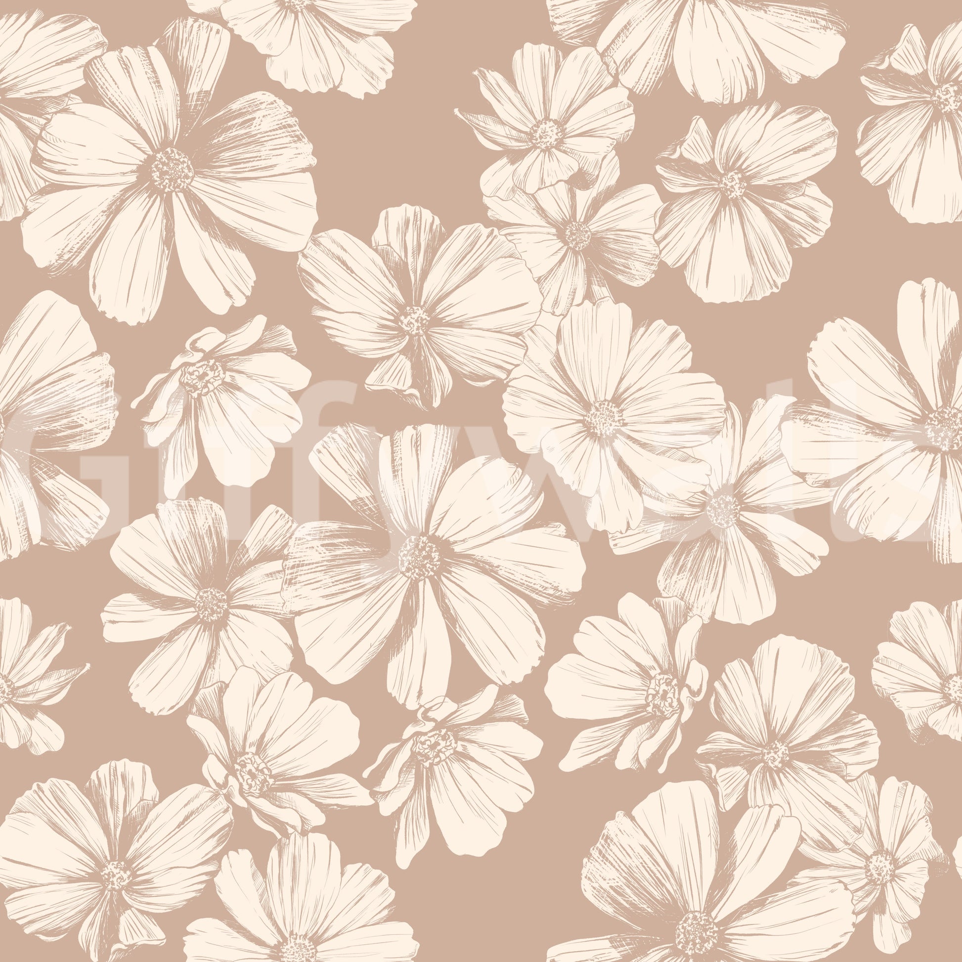 Creamy Botanical Sketches Wallpaper⁠
