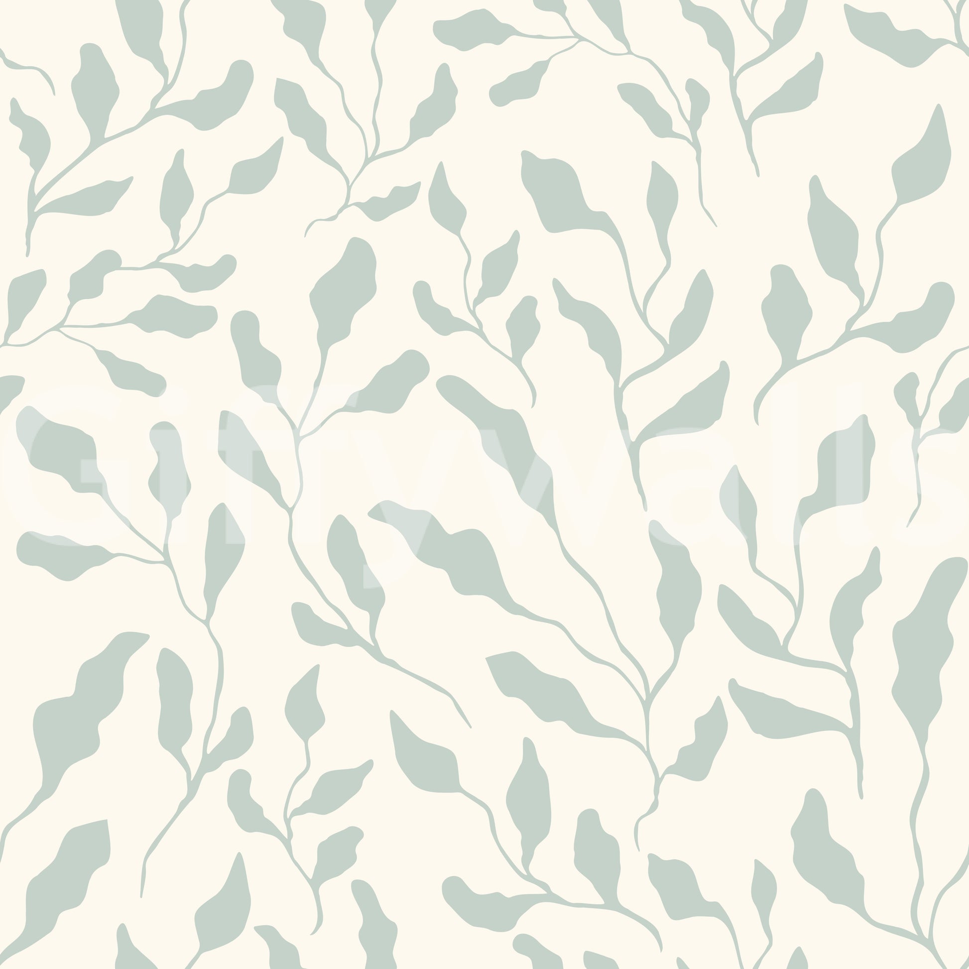 Cream and Sage Leaf Repeat Wallpaper⁠