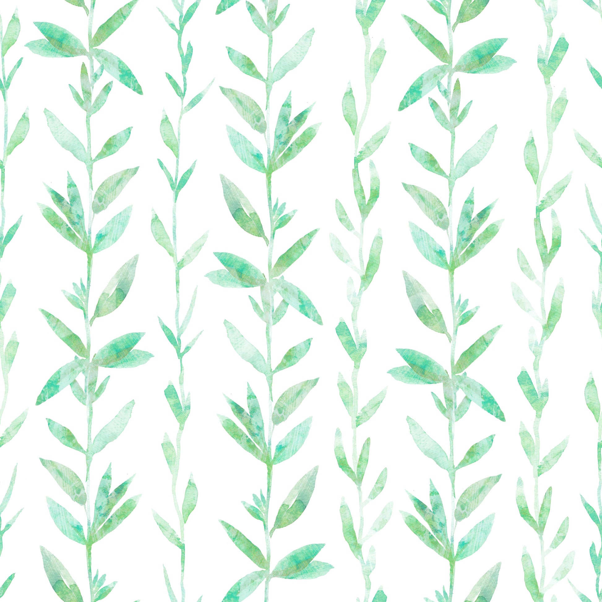 Watercolor Vertical Fern Vine Trail Wallpaper⁠