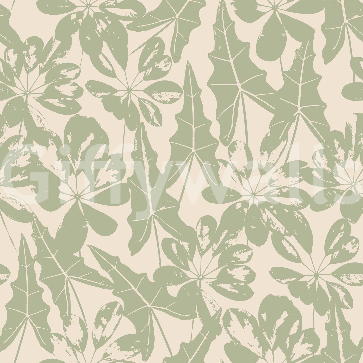 Serene Tropical Foliage Repeat Wallpaper⁠