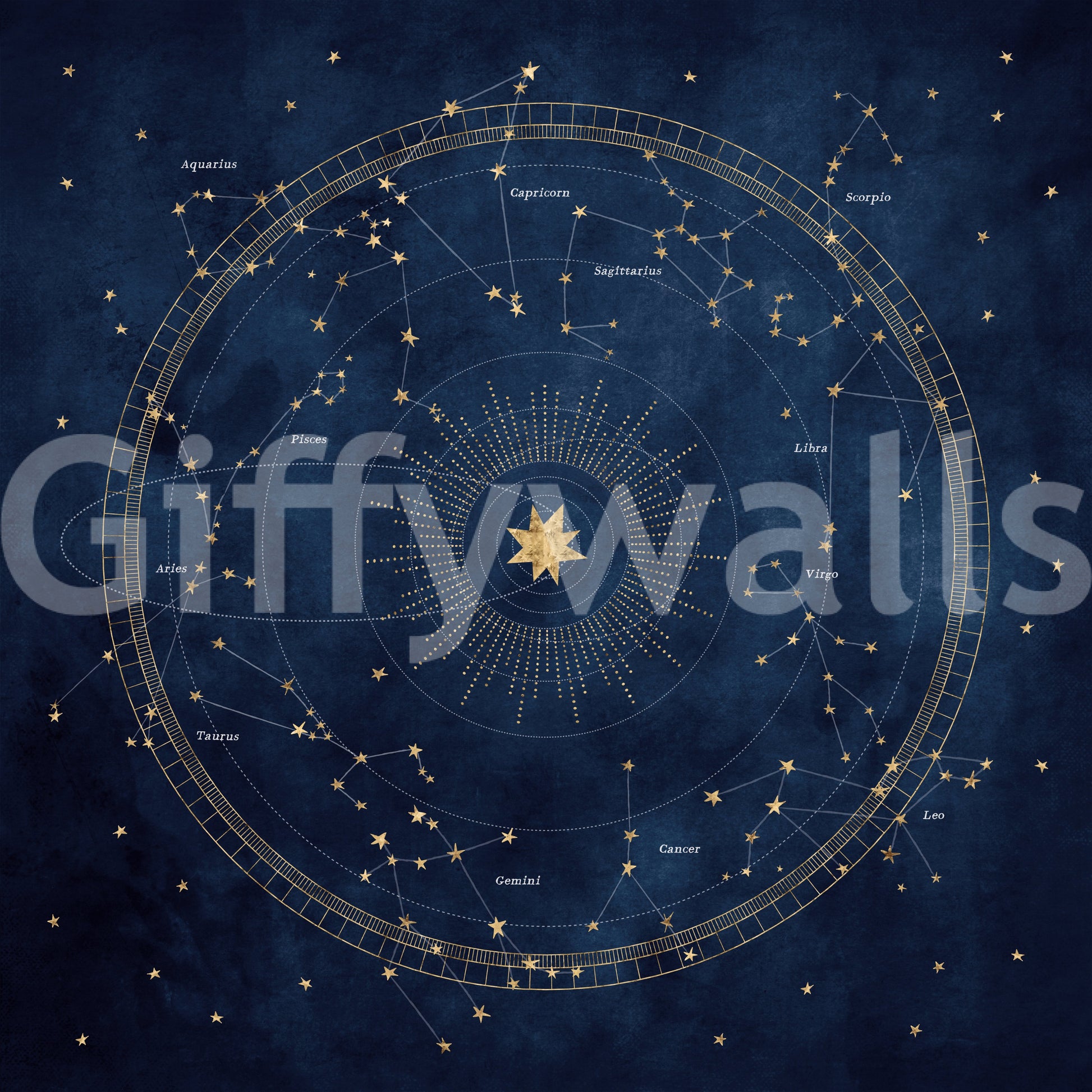 Cobalt Astro Wheel Wall Mural