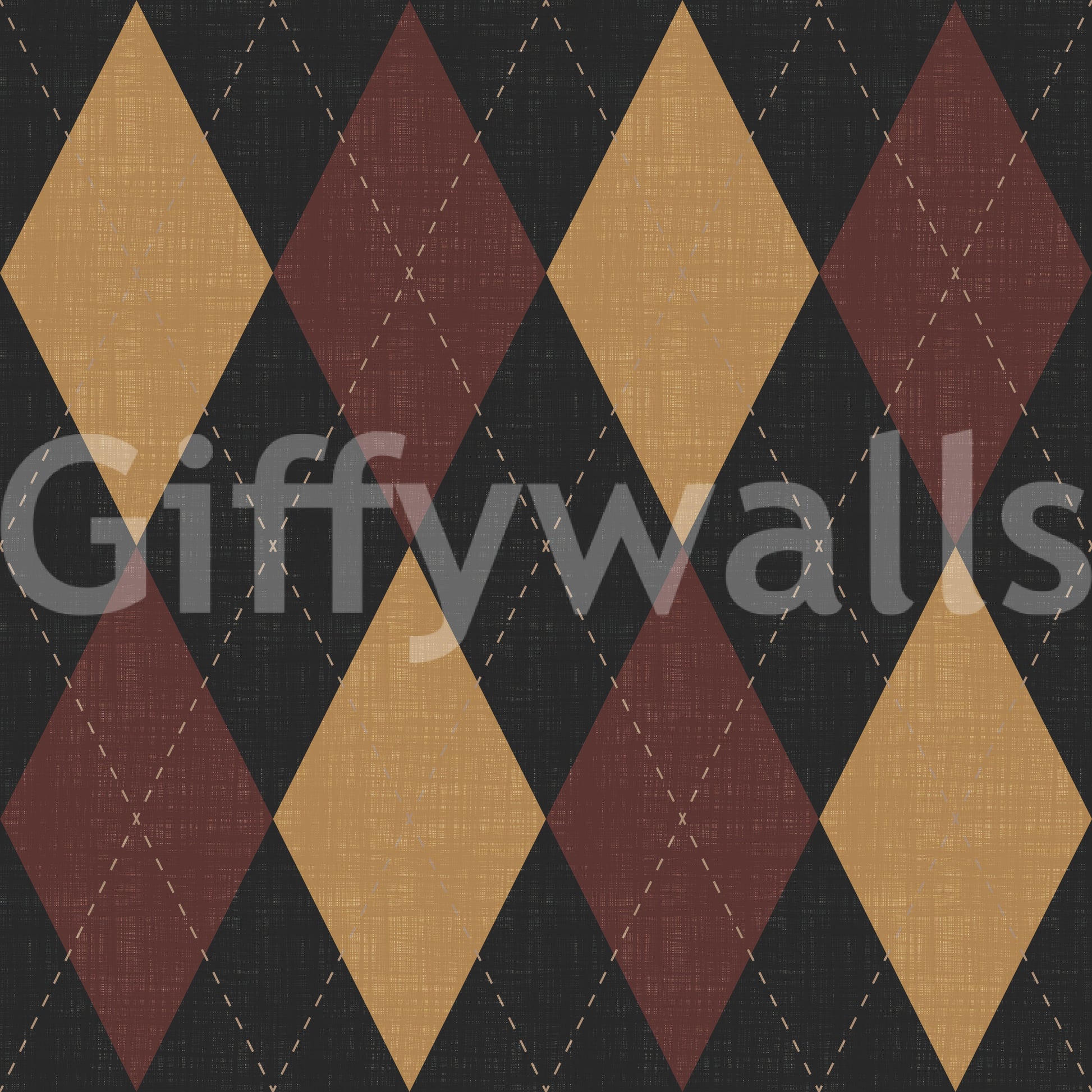 Winter Heritage - Argyle Harlequin Geometric Timeless - Dark Moody Mix Wallpaper⁠