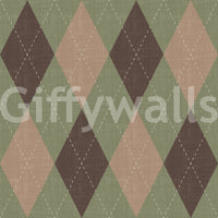 Close-up of argyle harlequin diamond wallpaper texture in muted tones GD12722