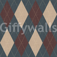 Close-up of navy blue and maroon argyle diamond wallpaper texture GD12724