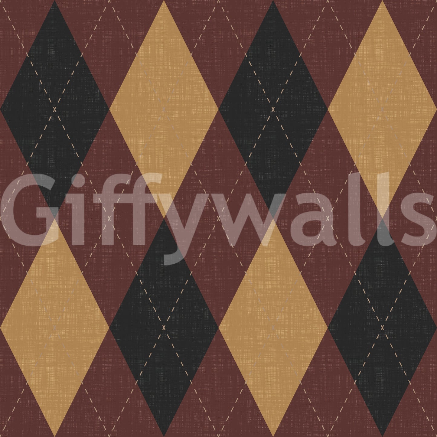 Winter Heritage - Argyle Harlequin Classic Diamond - Dark Moody Mix Wallpaper⁠
